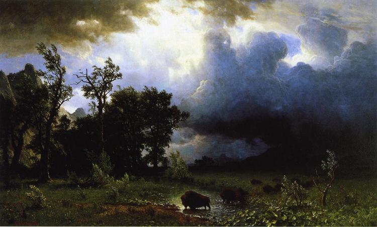 Albert Bierstadt Oil Painting Buffalo Trail the Impending Storm